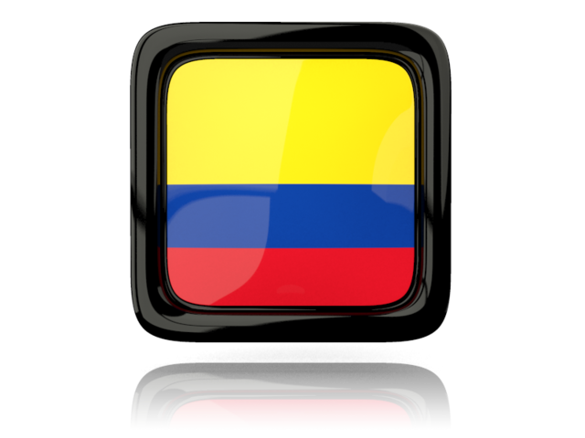 Square icon with reflection. Download flag icon of Colombia at PNG format