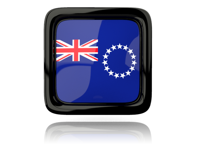 Square icon with reflection. Download flag icon of Cook Islands at PNG format