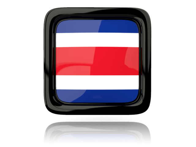 Square icon with reflection. Download flag icon of Costa Rica at PNG format
