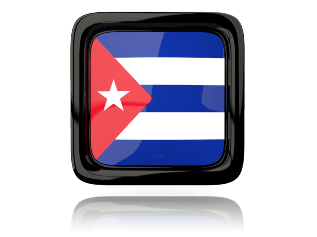 Square icon with reflection. Download flag icon of Cuba at PNG format