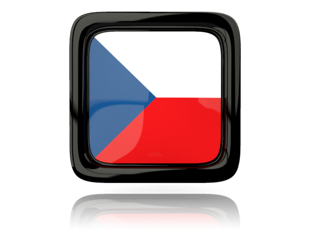 Square icon with reflection. Download flag icon of Czech Republic at PNG format