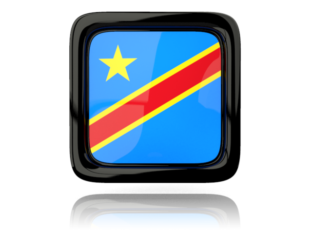 Square icon with reflection. Download flag icon of Democratic Republic of the Congo at PNG format