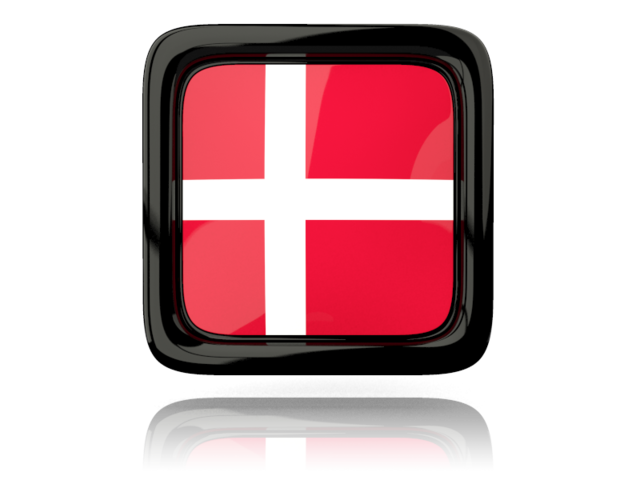 Square icon with reflection. Download flag icon of Denmark at PNG format