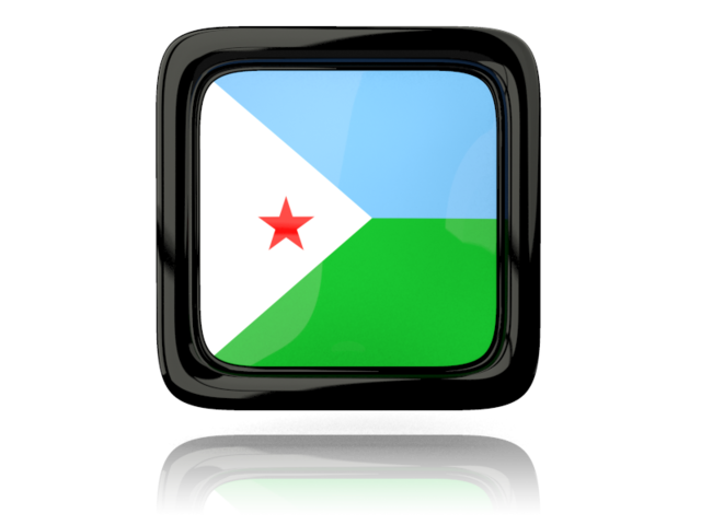 Square icon with reflection. Download flag icon of Djibouti at PNG format