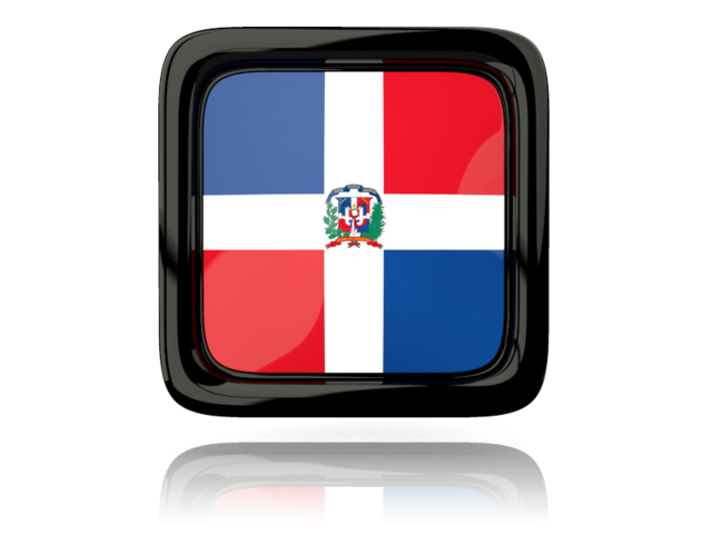 Square icon with reflection. Download flag icon of Dominican Republic at PNG format