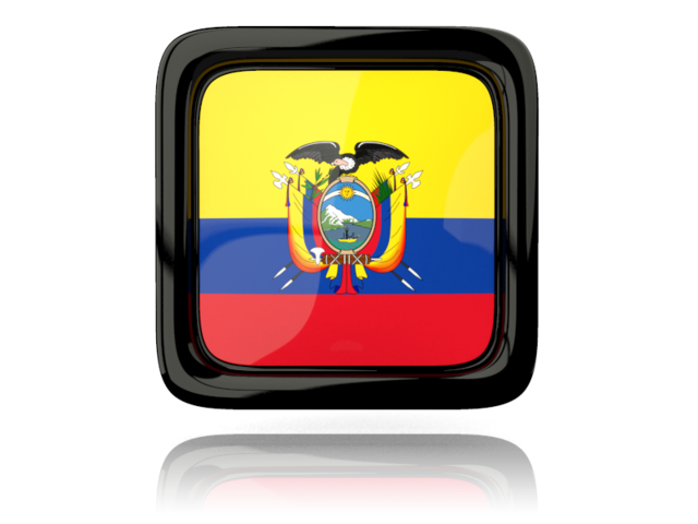 Square icon with reflection. Download flag icon of Ecuador at PNG format