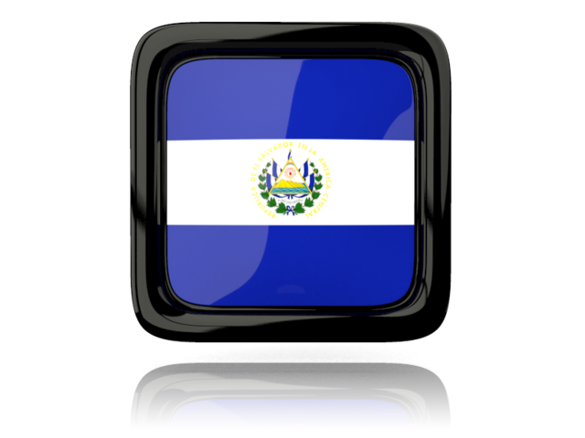 Square icon with reflection. Download flag icon of El Salvador at PNG format
