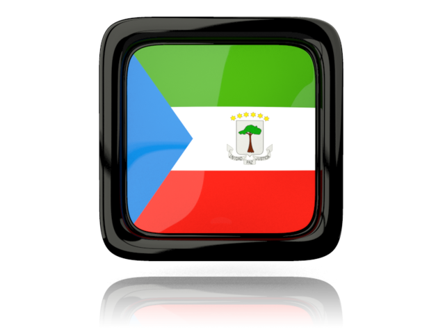 Square icon with reflection. Download flag icon of Equatorial Guinea at PNG format