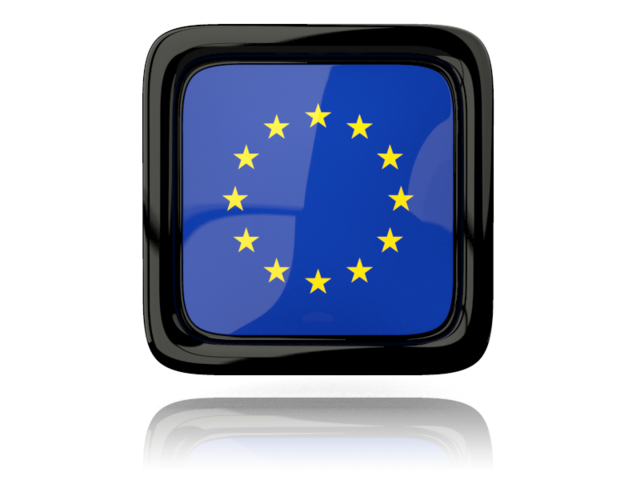 Square icon with reflection. Download flag icon of European Union at PNG format