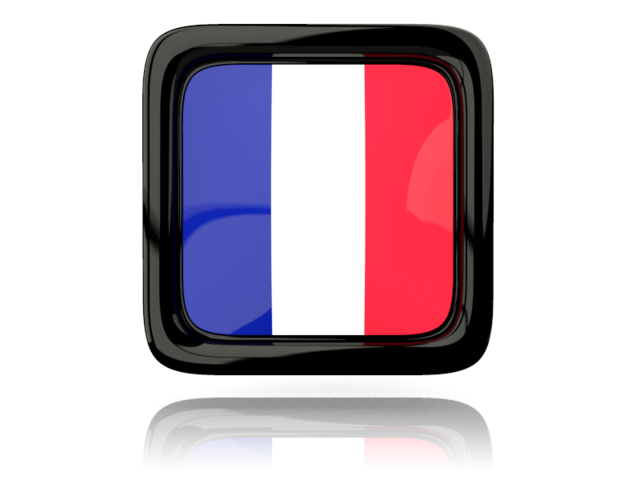 Square icon with reflection. Download flag icon of France at PNG format