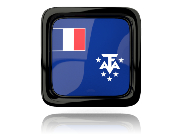 Square icon with reflection. Download flag icon of French Southern and Antarctic Lands at PNG format