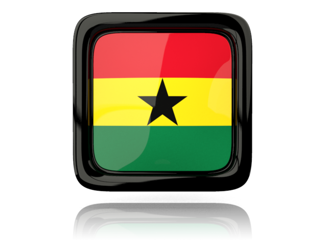 Square icon with reflection. Download flag icon of Ghana at PNG format