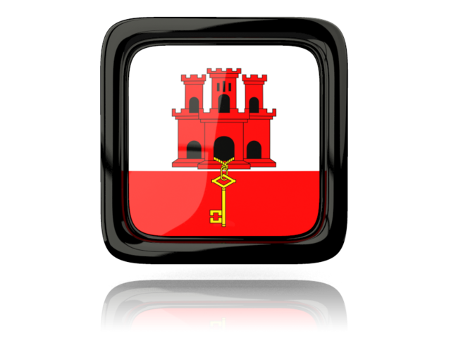 Square icon with reflection. Download flag icon of Gibraltar at PNG format
