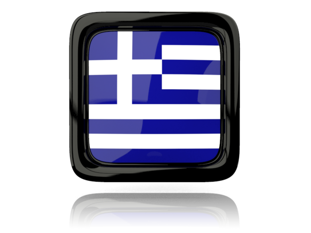 Square icon with reflection. Download flag icon of Greece at PNG format