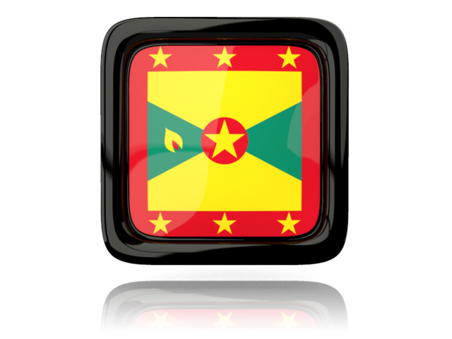 Square icon with reflection. Download flag icon of Grenada at PNG format