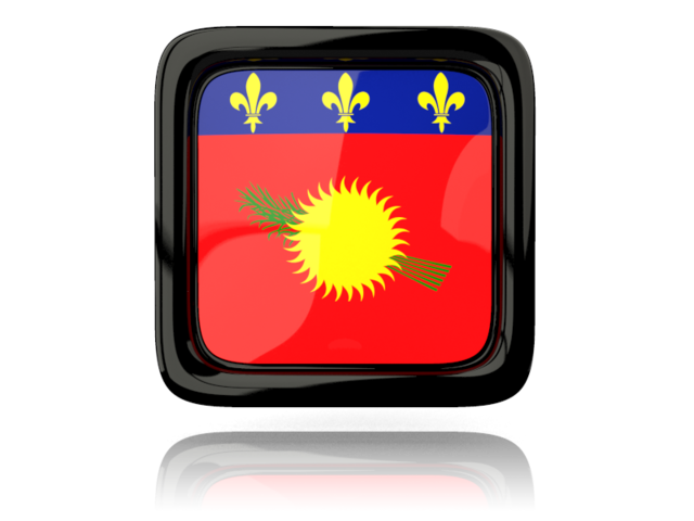 Square icon with reflection. Download flag icon of Guadeloupe at PNG format