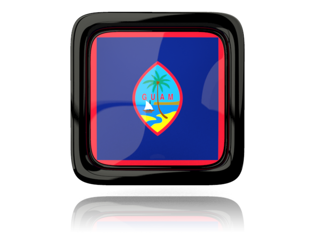 Square icon with reflection. Download flag icon of Guam at PNG format