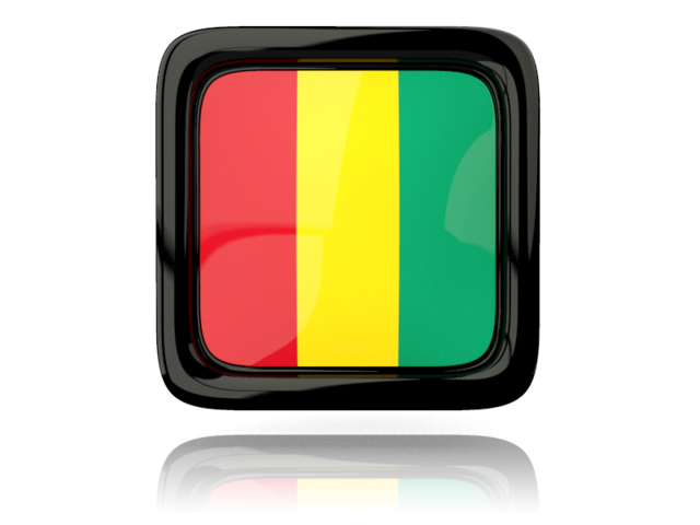 Square icon with reflection. Download flag icon of Guinea at PNG format