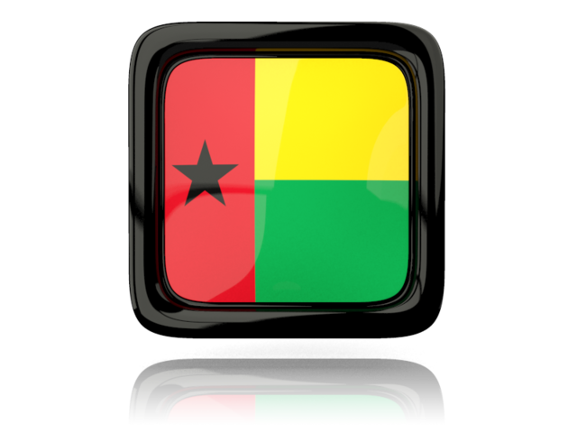 Square icon with reflection. Download flag icon of Guinea-Bissau at PNG format