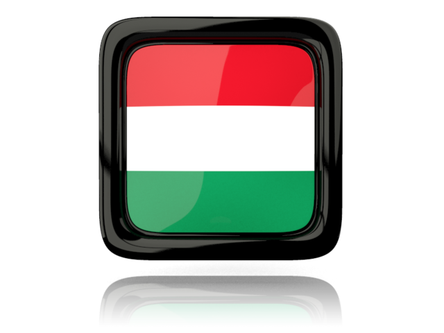 Square icon with reflection. Download flag icon of Hungary at PNG format
