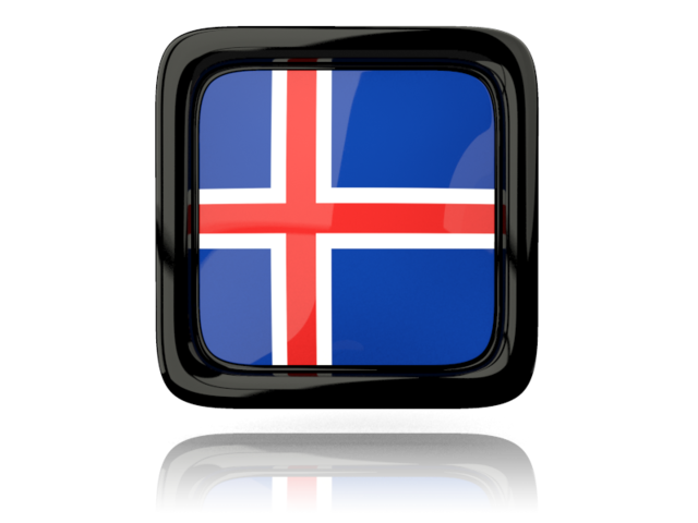 Square icon with reflection. Download flag icon of Iceland at PNG format
