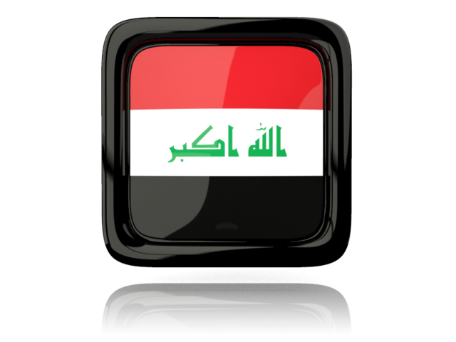 Square icon with reflection. Download flag icon of Iraq at PNG format