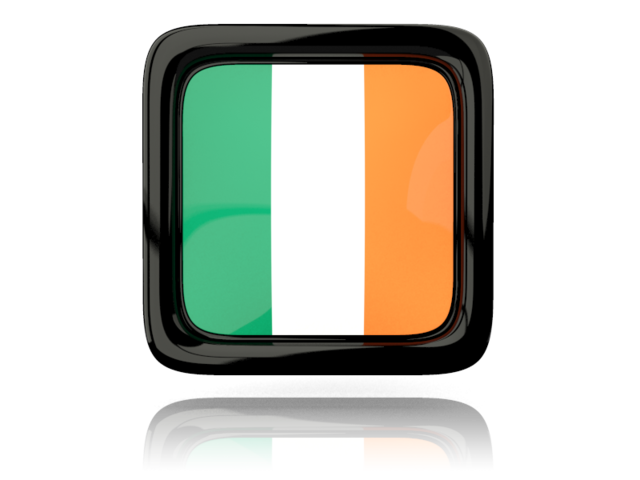 Square icon with reflection. Download flag icon of Ireland at PNG format