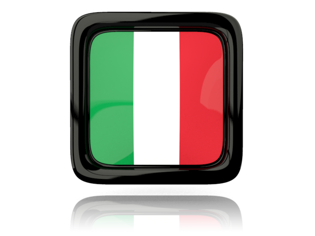 Square icon with reflection. Download flag icon of Italy at PNG format