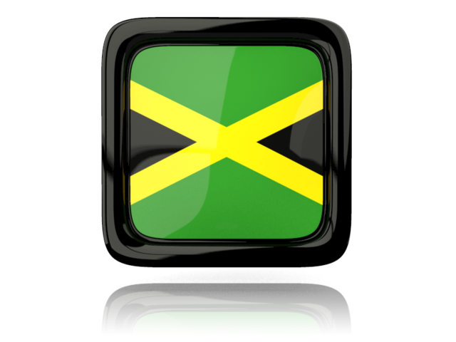 Square icon with reflection. Download flag icon of Jamaica at PNG format
