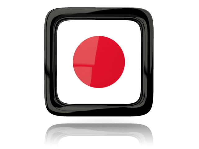 Square icon with reflection. Download flag icon of Japan at PNG format