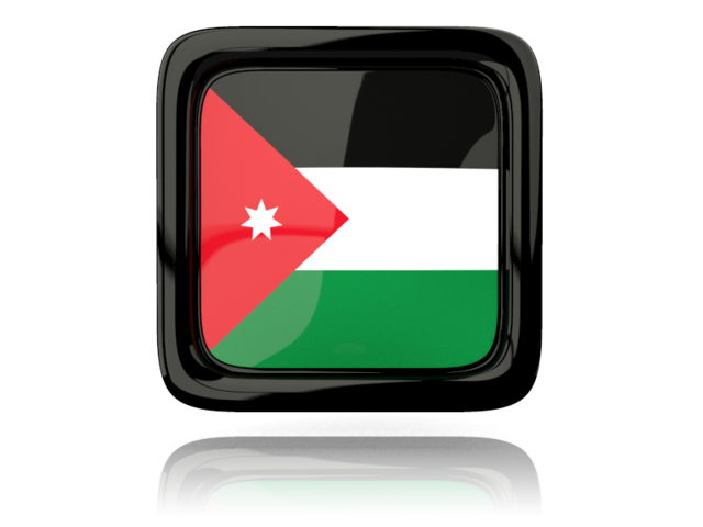 Square icon with reflection. Download flag icon of Jordan at PNG format