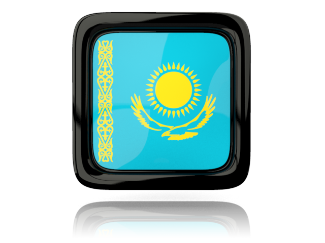 Square icon with reflection. Download flag icon of Kazakhstan at PNG format