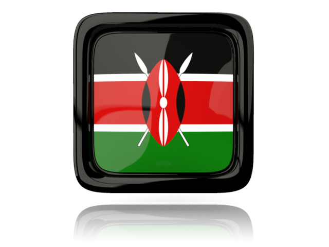Square icon with reflection. Download flag icon of Kenya at PNG format
