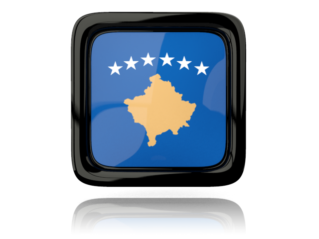 Square icon with reflection. Download flag icon of Kosovo at PNG format