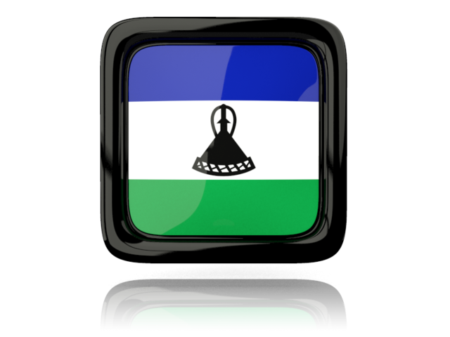 Square icon with reflection. Download flag icon of Lesotho at PNG format