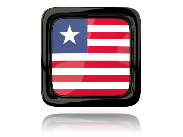 Square icon with reflection. Download flag icon of Liberia at PNG format