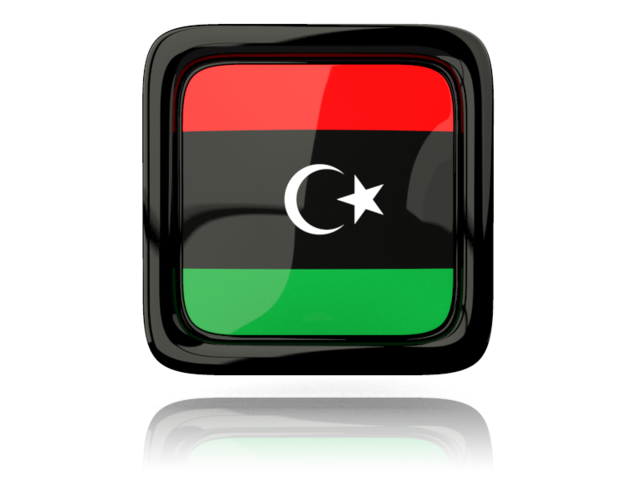 Square icon with reflection. Download flag icon of Libya at PNG format