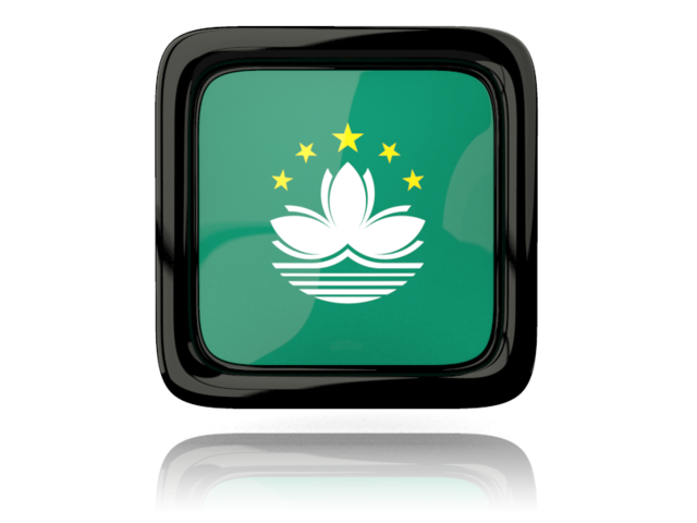Square icon with reflection. Download flag icon of Macao at PNG format