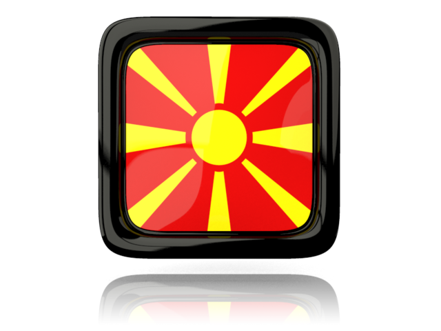 Square icon with reflection. Download flag icon of Macedonia at PNG format