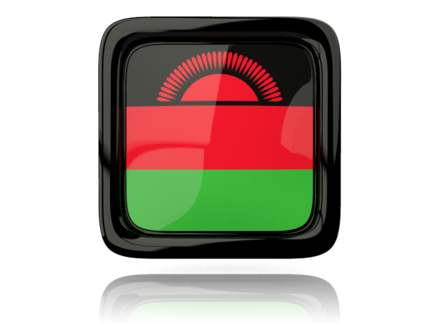 Square icon with reflection. Download flag icon of Malawi at PNG format