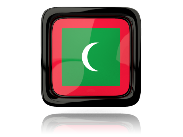Square icon with reflection. Download flag icon of Maldives at PNG format