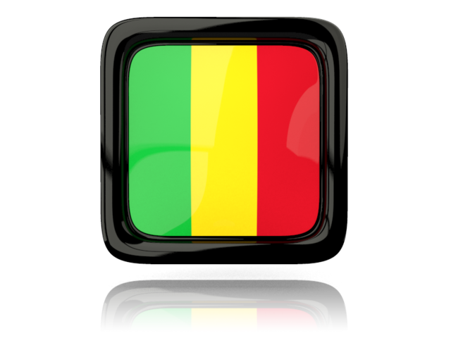 Square icon with reflection. Download flag icon of Mali at PNG format