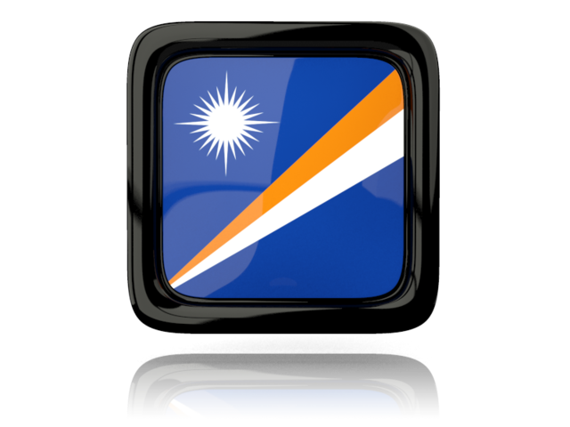 Square icon with reflection. Download flag icon of Marshall Islands at PNG format