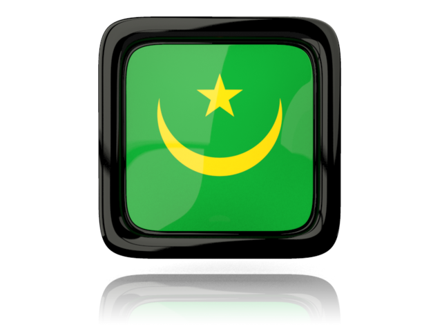 Square icon with reflection. Download flag icon of Mauritania at PNG format