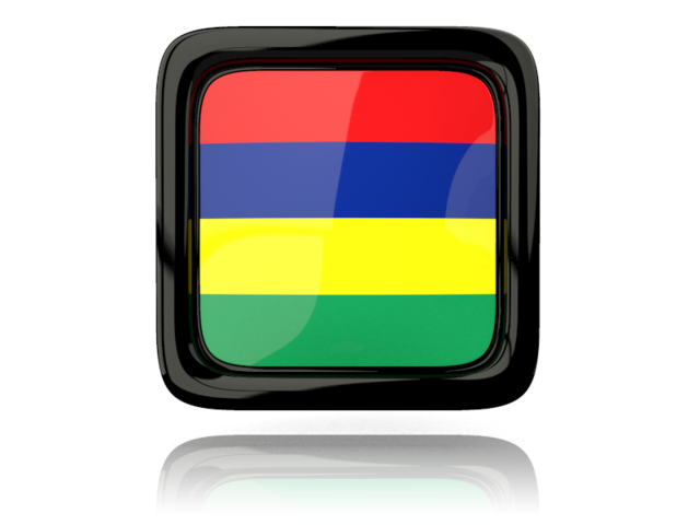 Square icon with reflection. Download flag icon of Mauritius at PNG format