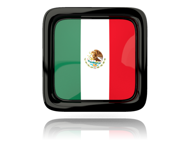 Square icon with reflection. Download flag icon of Mexico at PNG format