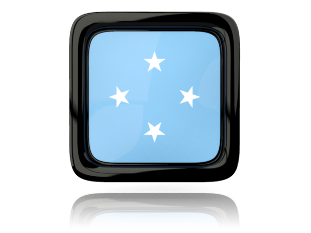 Square icon with reflection. Download flag icon of Micronesia at PNG format