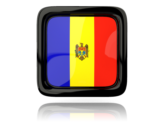 Square icon with reflection. Download flag icon of Moldova at PNG format