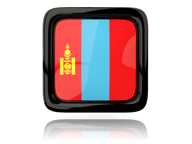 Square icon with reflection. Download flag icon of Mongolia at PNG format