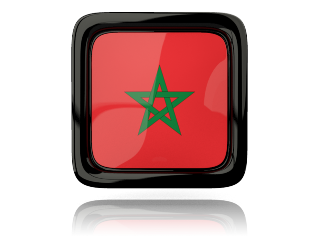 Square icon with reflection. Download flag icon of Morocco at PNG format